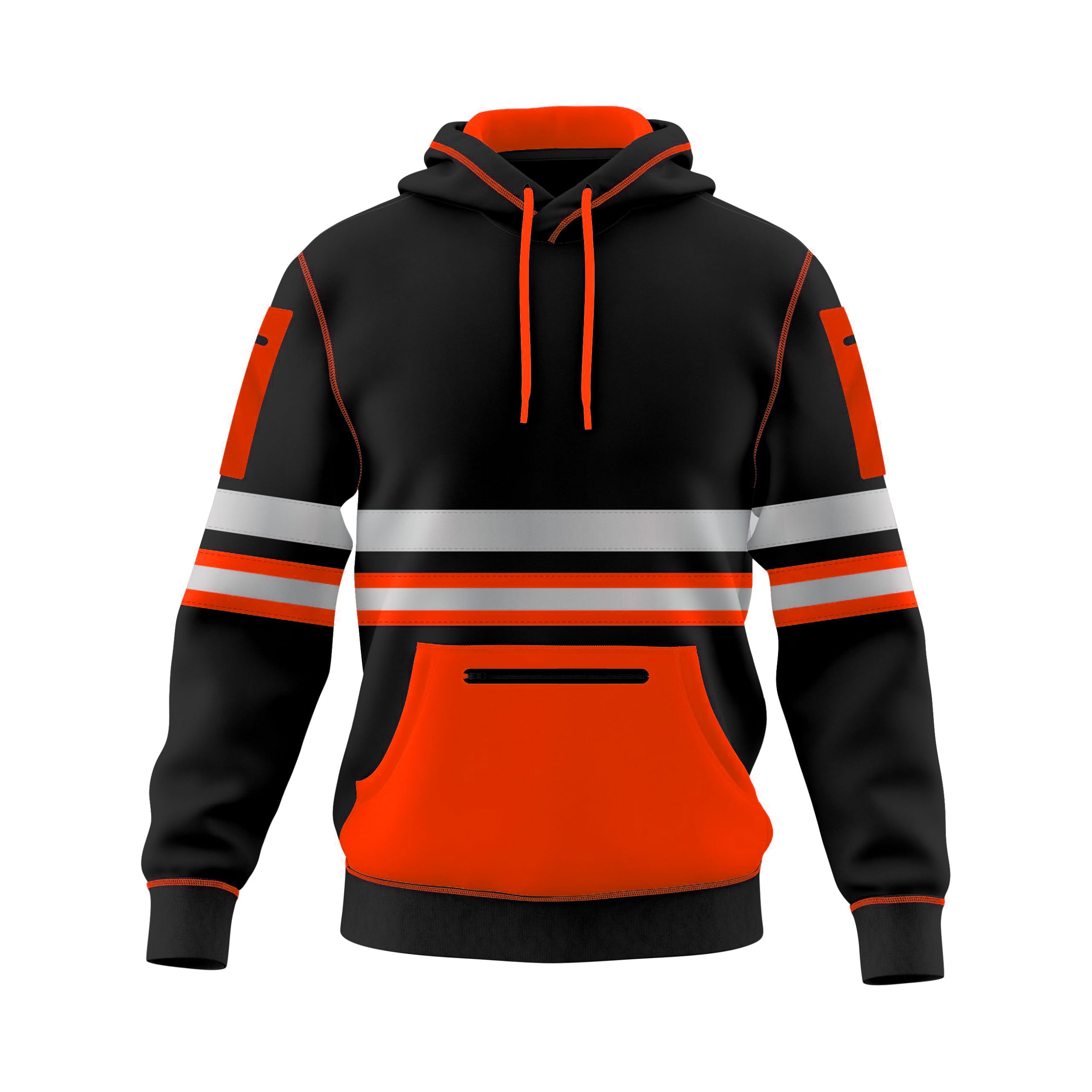 TORO ACTIVA Hi Viz Pull à capuche pour homme avec bande de sécurité réfléchissante et poches zippées et cordon de serrage haute visibilité