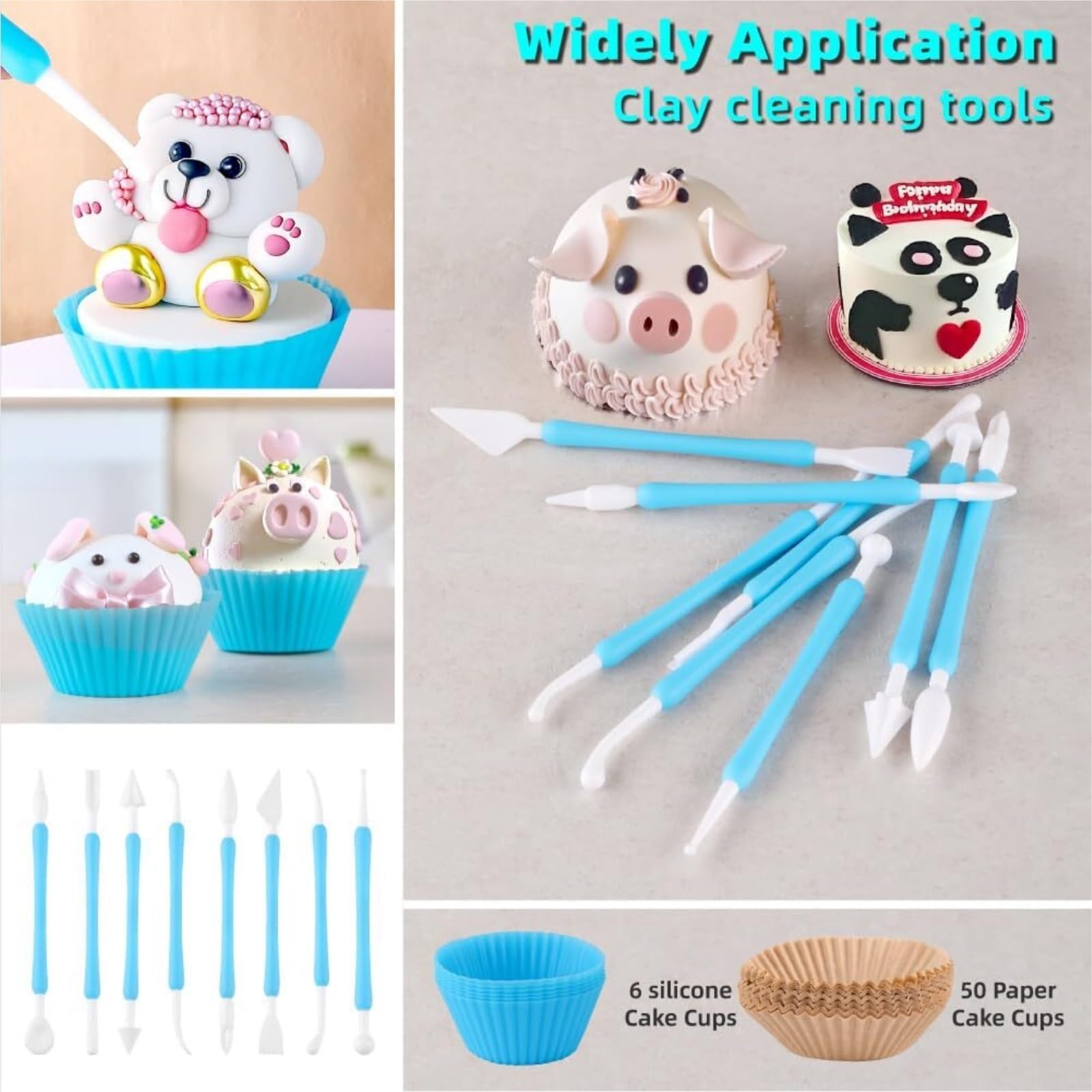 Kuchendekoration Werkzeugset for Kuchendekoration, 138-teilig, Backzubehör inklusive Spritzbeutel und Spitzen-Set, Spritztüllen-Set, Pink sdganjjei(Blue (208 PCS))