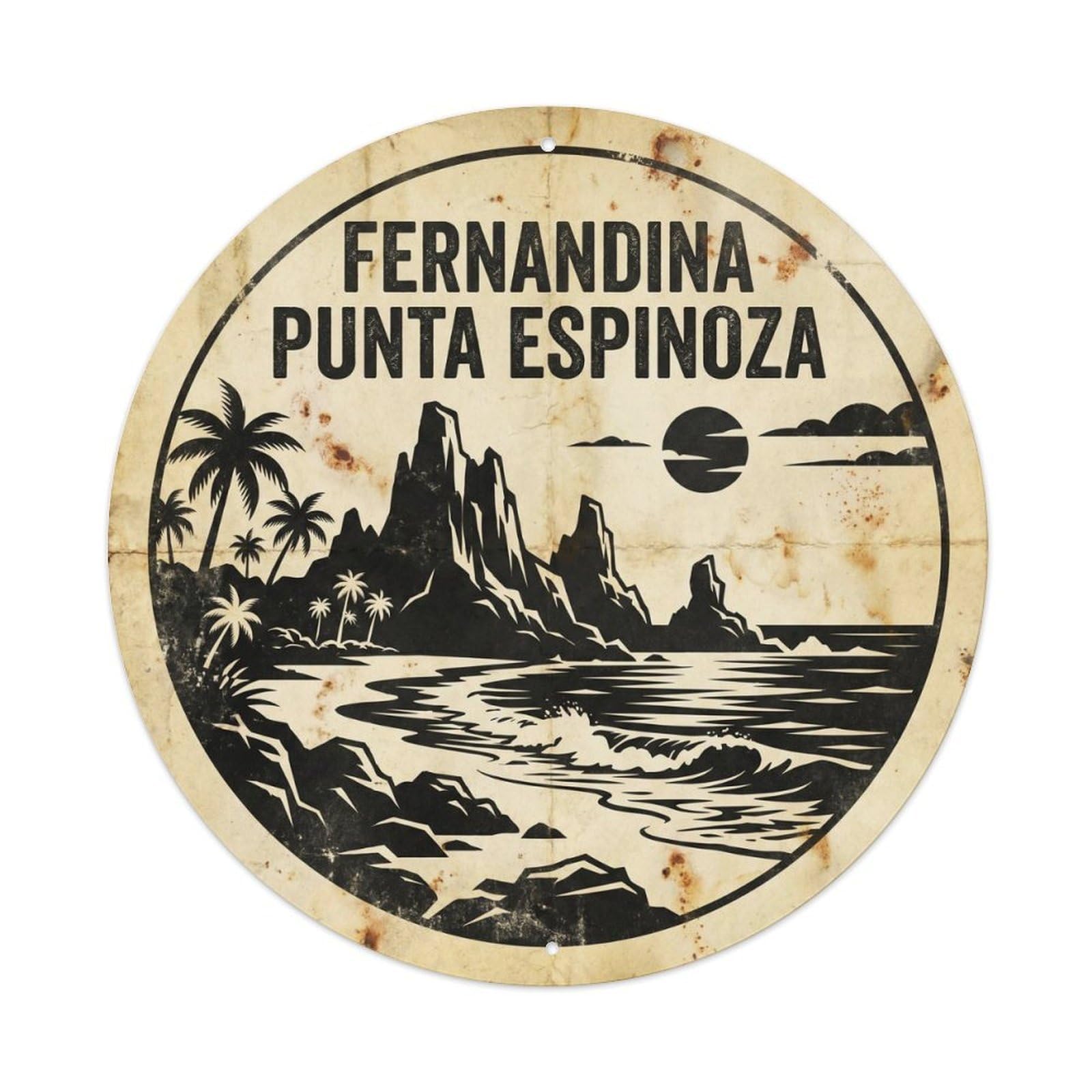 Fernandina Island Punta Espinosa Wild Coast Monochrome Metal Tin Sign