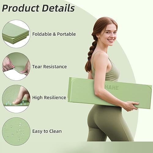 Miniatura 3 de Tapete de yoga plegable, 74 pulgadas de largo x 32 pulgadas de ancho x 13 pulgadas de grosor, tapete de ejercicio plegable, tapete de pilates ancho