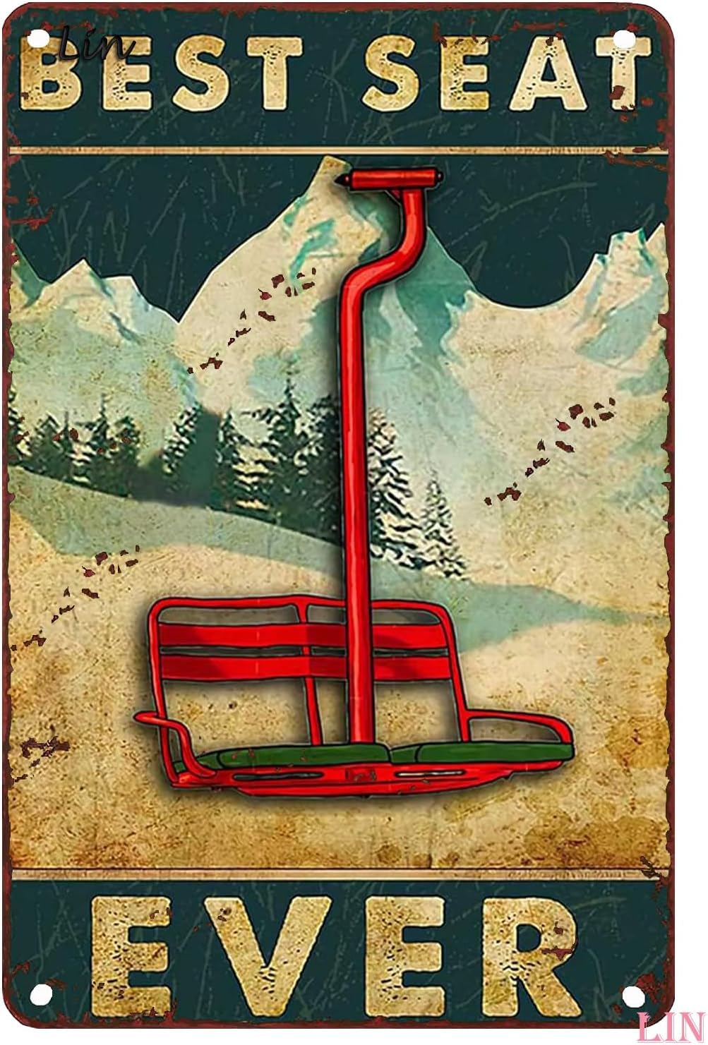 Kwqdozf F1 8X12 Inch Best Seat Ever Tin Sign - Ski Decoration, Outdoor Skiing Lover Po