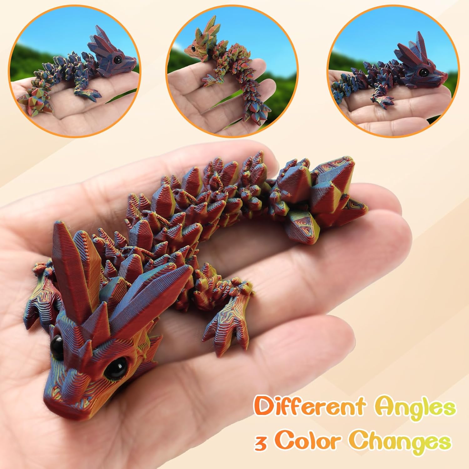 8PCS 3D Printed Dragon Toys,Articulated Dragon,3D Fidget Toy,Flexible Desk Pets,3-D Printed Animals Toys Gift for Kids Adult Home Office Decor