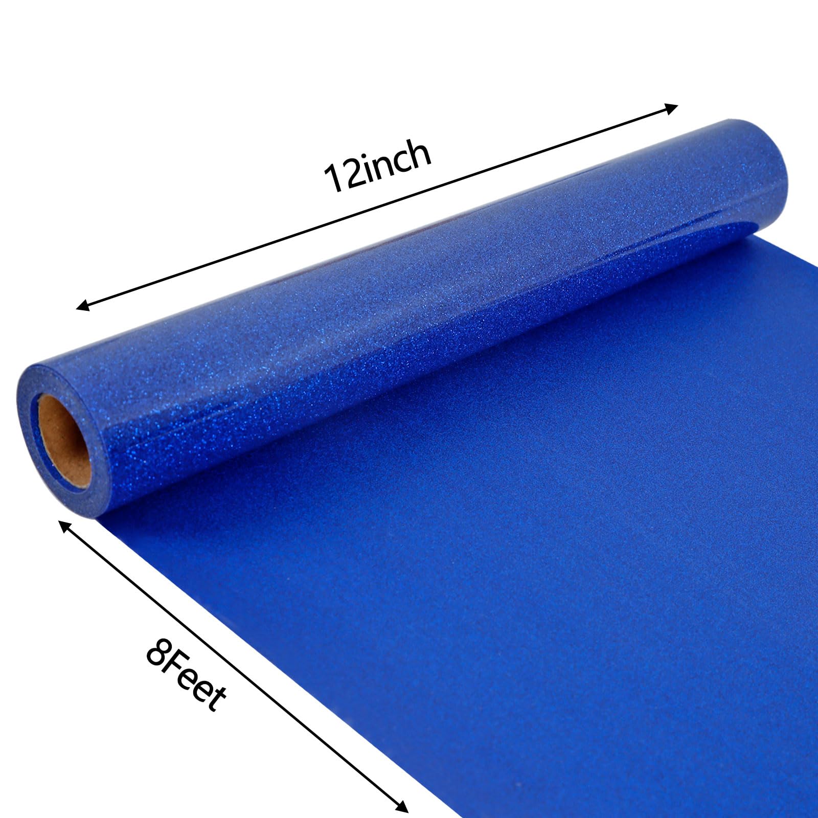 FUNKAKA Glitter Royal Blue HTV Heat Transfer Vinyl Rolls, 12