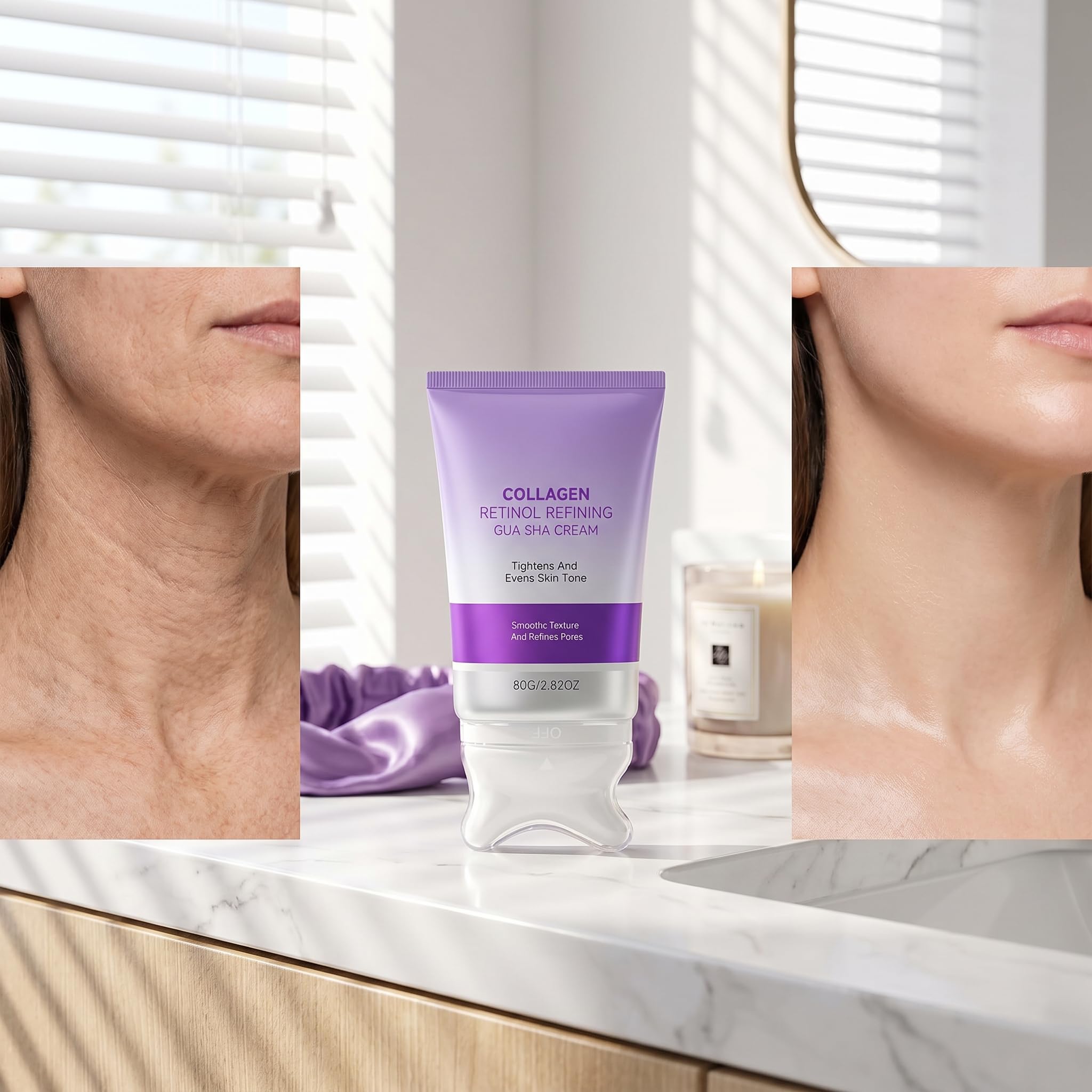 Krem nawilżający do twarzy z Gua Sha, krem na szyję z kolagenem i retinolem, krem kolagenowo-retinolowy Gua Sha do twarzy i szyi, retinol do twarzy, kolagen, retinol do ciała. (1pc)