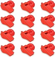 Hipat Red Emergency Whistles with Lanyard - Loud 120dB Crisp Sound Plastic Whistles for Lifeguards, Sports, Self-Defense (2 Pack)