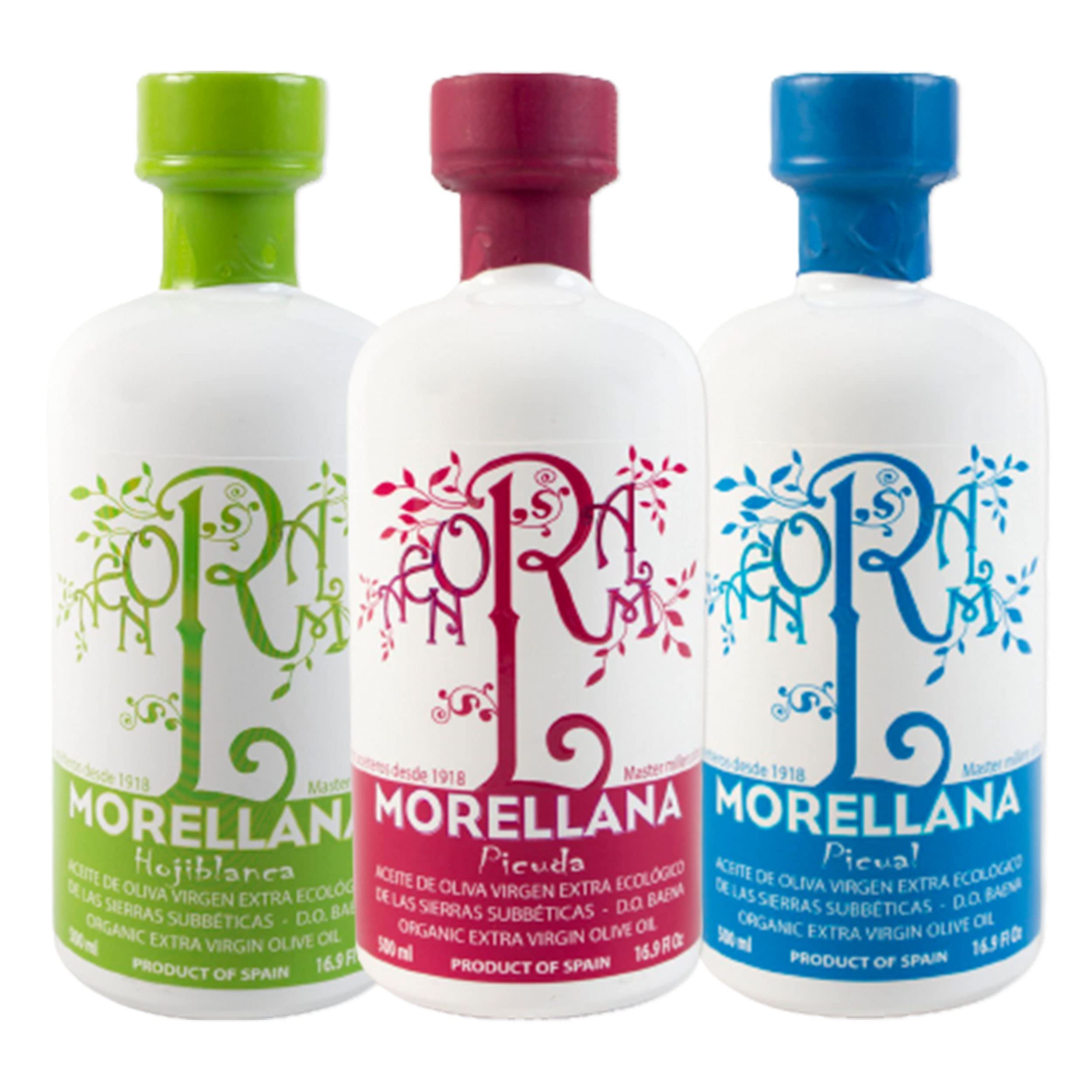 MORELLANA Aceite de Oliva Virgen Extra Ecológico AOVE Variedades Botella Cristal 3 X 500 ML Pack 3