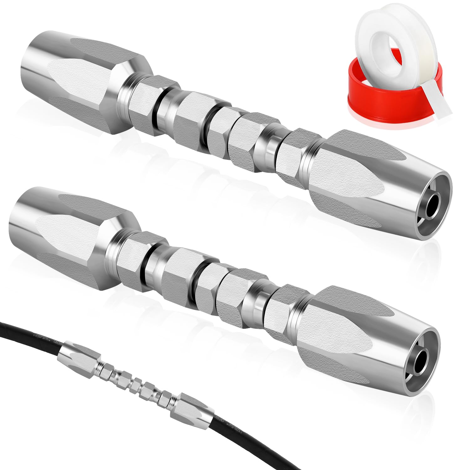 Hydraulikschlauch-Reparatursatz, 1 cm ID, wiederverwendbare | Passend für #6 Hydraulikschlauch, robuster verzinkter Stahl, bis zu 4000 PSI, leckagefreies Feldreparatur-Set für R2-, R16-