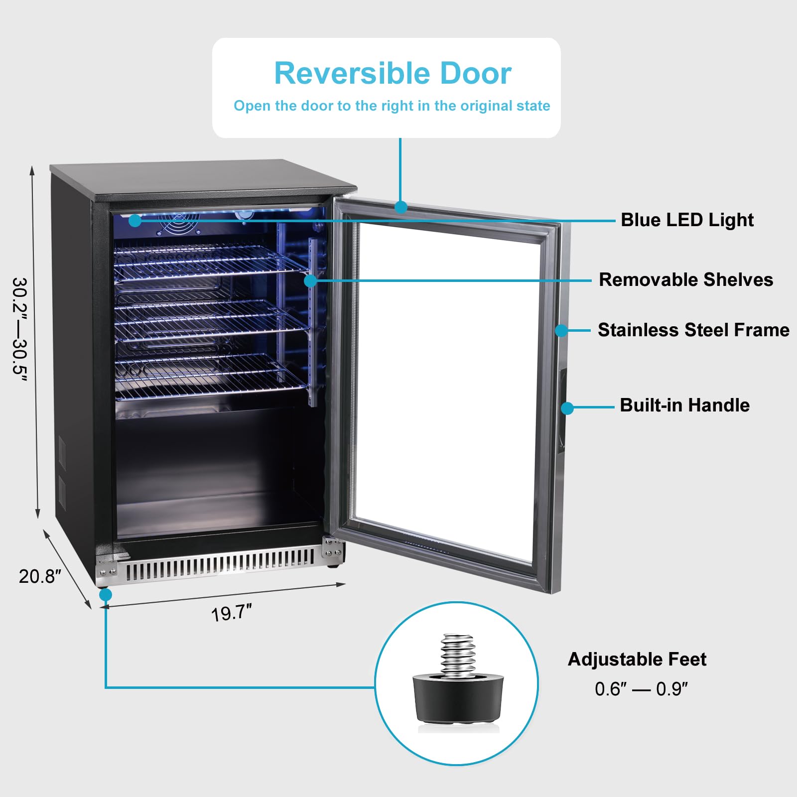 Weili 20 Inch Built in Beverage Refrigerator with Lock, Under Counter or Freestanding 120 Can Soda Beer Drink Cooler Fridge with Stainless Steel and Glass Door on Fridge.com