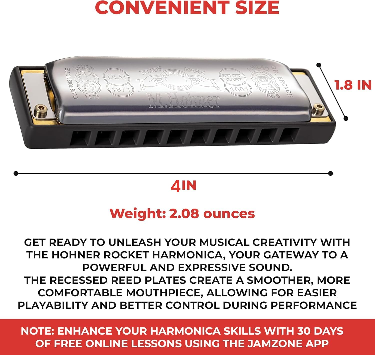 Amazon.com: Hohner Progressive Rocket Harmonica - Key of C Major