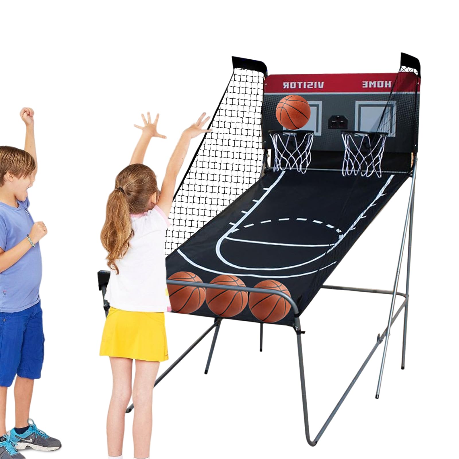 Macchina da basket pieghevole, con 8 metodi di gioco, per principianti, basket, canestro da basket, con palline, per interni ed esterni