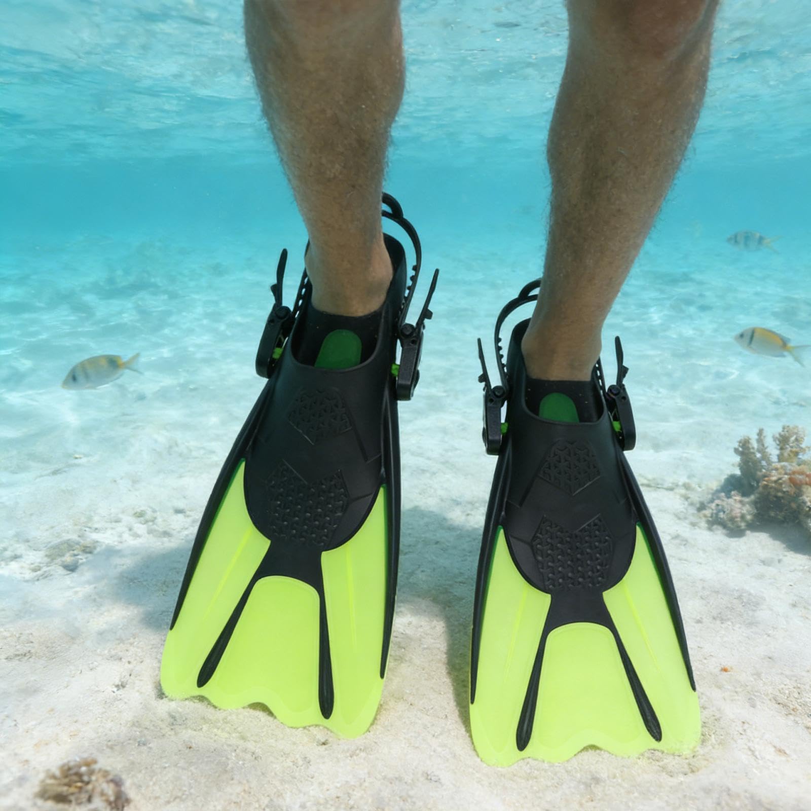 Gralara 2 Stück Taucherflossen Schwimmflossen Schnorchelflossen Trainingsflossen mit Komfortablem Verstellbarem Riemen Aus Flexiblem für Schwimmtraini
