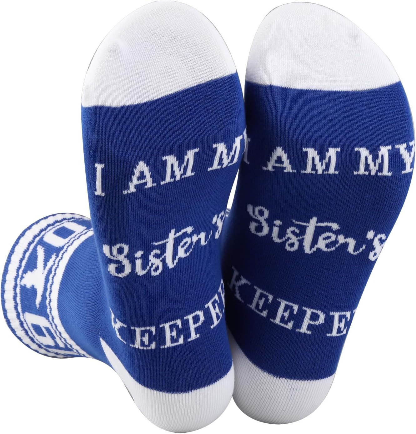 CENWA 1 Pair Blue and White Socks I���m My Sister’s Keeper Sorority Sister Gift