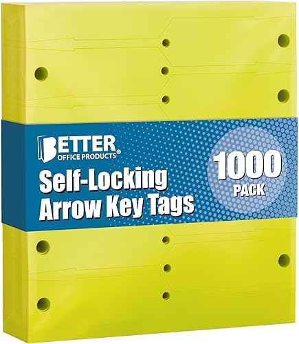 Better Office Products - Etiquetas de flecha autobloqueantes, 1,000 por paquete, 4.5 x 0.75 pulgadas, etiquetas de plástico para llaves de Better Office Products - Etiquetas de flecha autobloqueantes, 1,000 por paquete, 4.5 x 0.75 pulgadas, etiquetas de plástico para llaves de