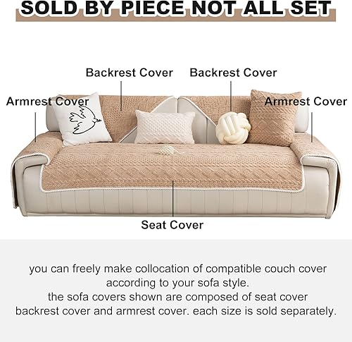 Miniatura 2 de vctops Funda de sofá de felpa jacquard tipo cable estilo bohemio para perros, funda suave y antideslizante para sofá seccional, gruesa y cálida,