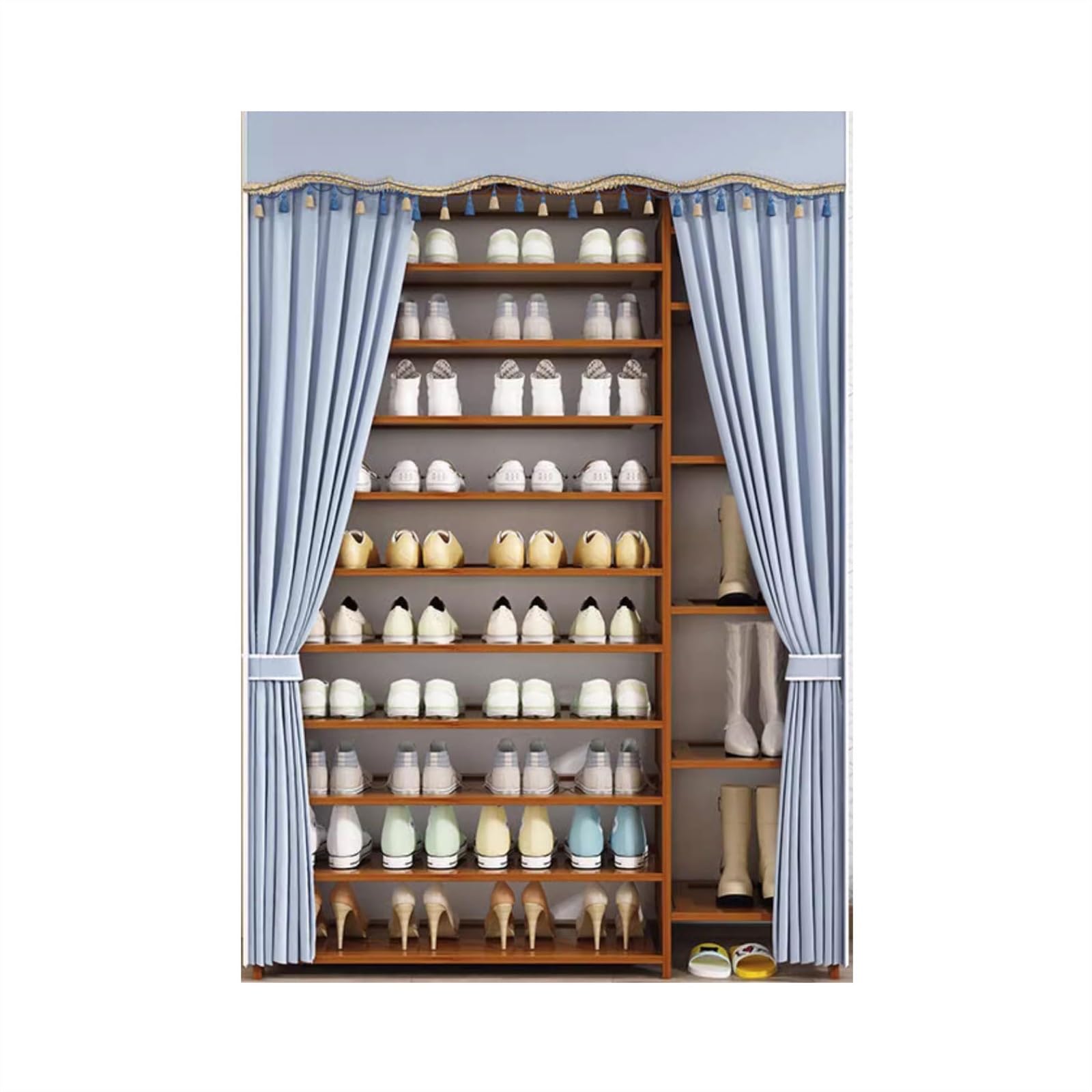 Armoire à chaussures en bois pour dortoir et entrée avec housse de rangement