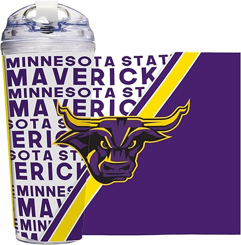 Miniatura 37 de Rico Industries NCAA - Vaso de acrílico estándar de 24 onzas con tapa con bisagras, vaso de doble pared con licencia oficial y popote