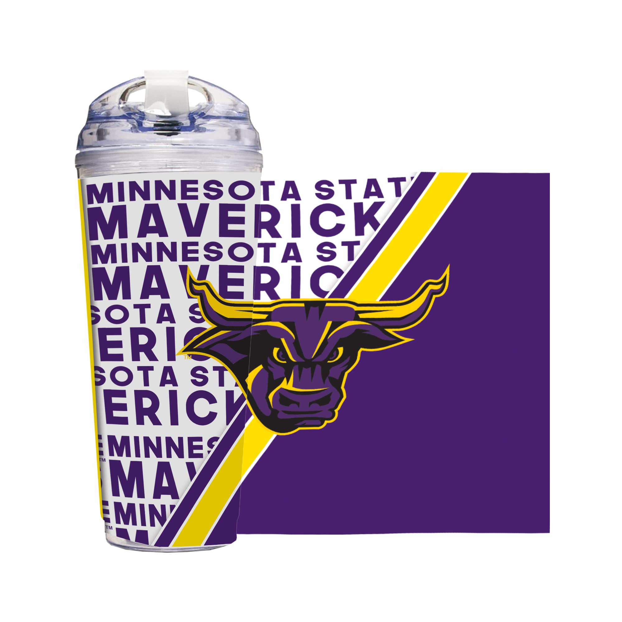 Gobelet acrylique Minnesota State-Mankato Mavericks 710 ml double paroi avec paille