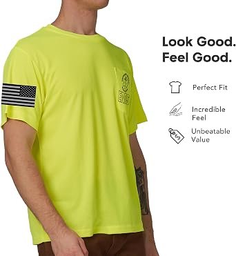 A-SAFETY Hi-Vis Reflective Shirt for Men -Long Sleeve Construction Work T-Shirt, Safety Apparel Sizes XS-6XL
