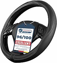 Upgrade4cars Car Steering Wheel Cover Black Imitation Leather | Universal Size 37-38 cm | Car Accessories Interior Decoration Protect