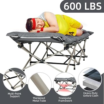 Camping Bed for Adults, Folding Cot with Mattress, 190 x 68 cm