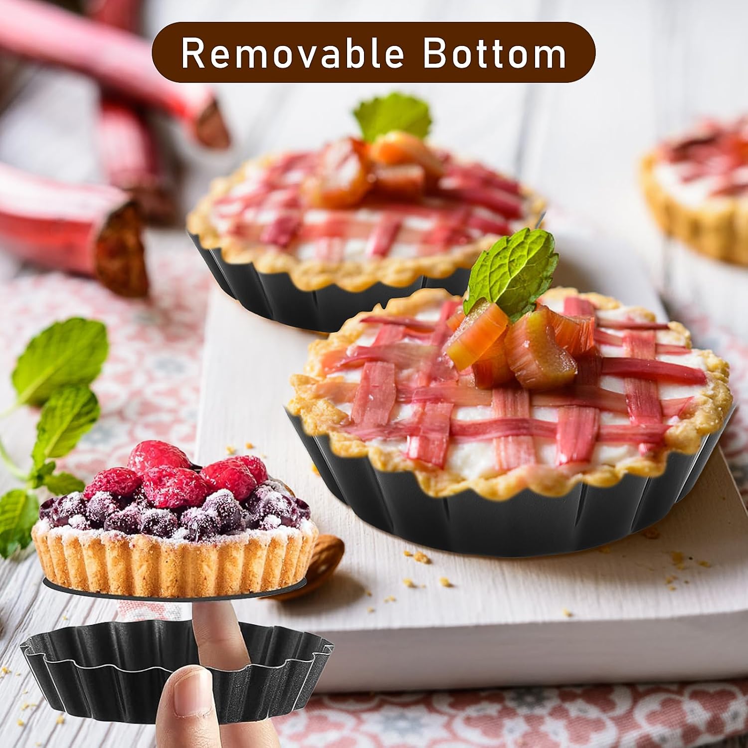 30 Pcs Mini Tart Pans with Removable Bottom,3 Inch Egg Tart Molds