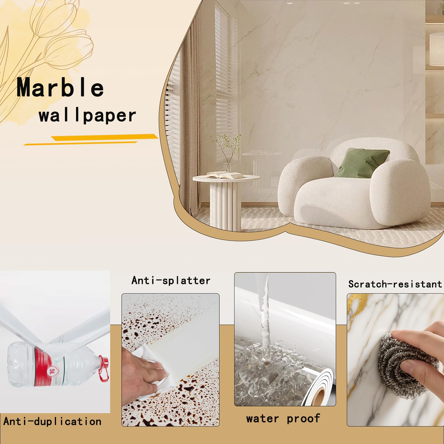 Vinilo Adhesivo Muebles MáRmol 40×300cm, 2mm De Espesor