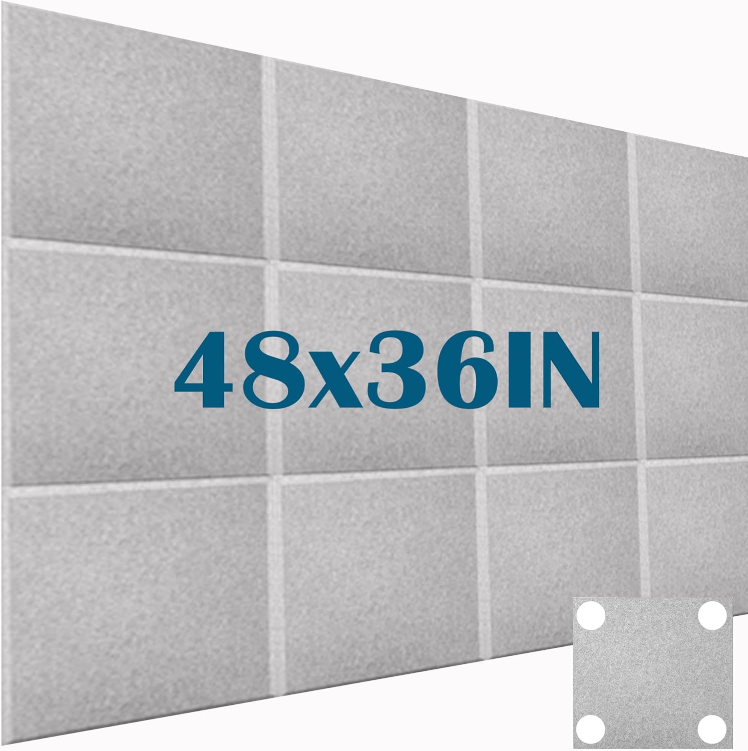 Cork Board Tiles, Large Cork Board 48 X 36 Self Adhesive Bulletin with Pin, Removable Adhesive Felt Wall Tiles for Home, Office, Notes Photos, School Created Silver Gray