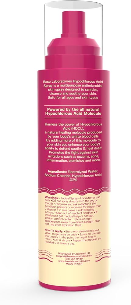 BASE LABORATORIES Hypochlorous Acid Spray for Face & Skin | 8 oz | Facial Daily Skin Repair Solution for Sensitive Skin, Redness, Irritations, Eczema, Acne. Hypochlrous HOCL Molecule Spray