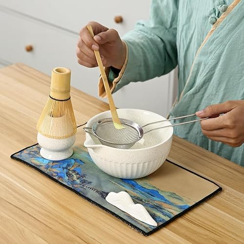 Miniatura 5 de Juego de matcha japonés Matcha Whisk Matcha Bowl con boquilla de vertido, soporte para batidor de matcha, kit para hacer té. 1 juego de batidor de