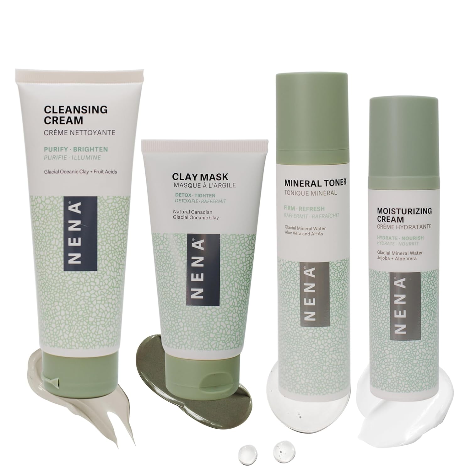 NENA Skincare Natural Skincare Kit - Cleansing Cream Face Wash - Clay Mask for Face - Mineral Hydrating Toner - Moisturizing Cream - Vegan - 4 Pc - Image 5
