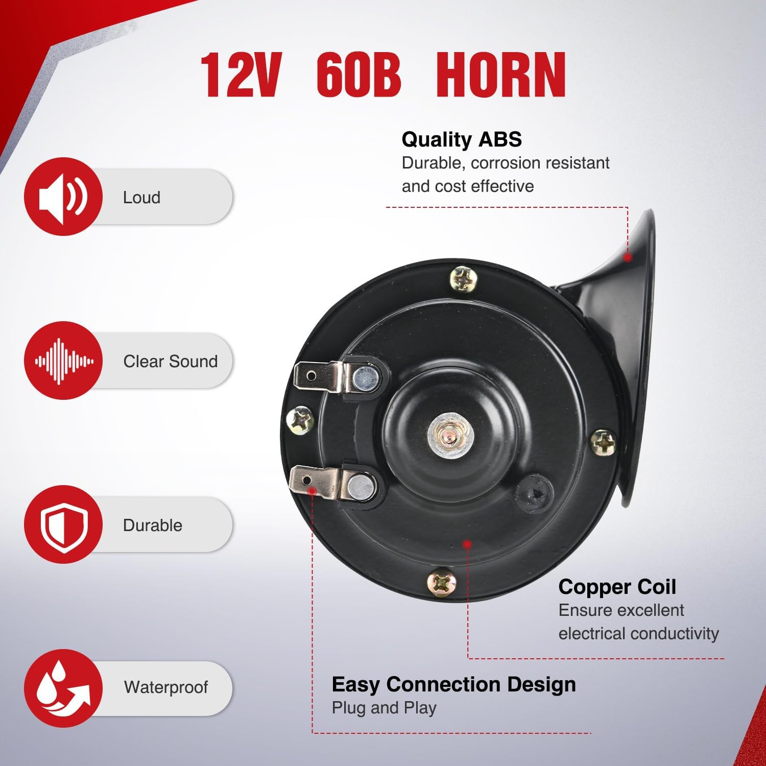 Nilight 12V UTV Horn Wiring Harness Kit with Blue LED Momentary Rocker Switch 60DB Horn Compatible with Polaris RZR Ranger Can Am Kawasaki Teryx Arctic Cat Yamaha Rhino Golf Cart Tractors