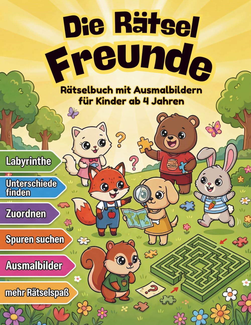 Die Rätsel Freunde: Rätselbuch mit Ausmalbildern für Kinder ab 4 Jahren – spielerisch rätseln, suchen, zuordnen und kreativ ausmalen