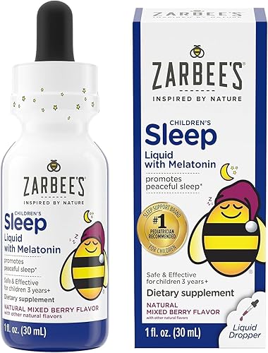 Miniatura 2 de Zarbee's Suplemento líquido para dormir para niños con 1 mg de melatonina sin medicamentos, efectivas, gomitas de saúco para niños con vitamina C