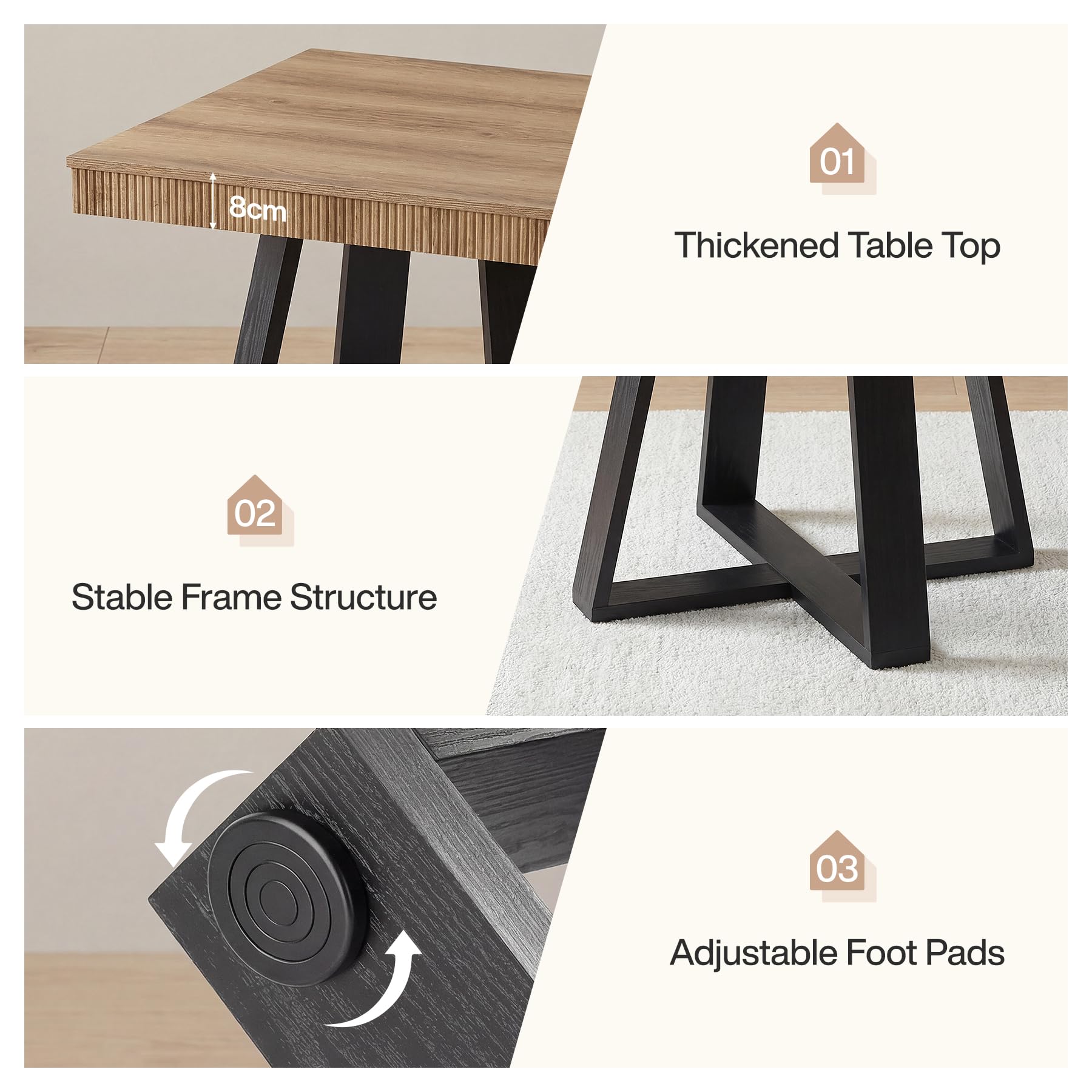 Tribesigns Lot de 2 tables à manger carrées de 80 cm pour 2 à 4 personnes, table de cuisine industrielle avec structure en X, table d'appoint pour appartement et coin petit-déjeuner, marron