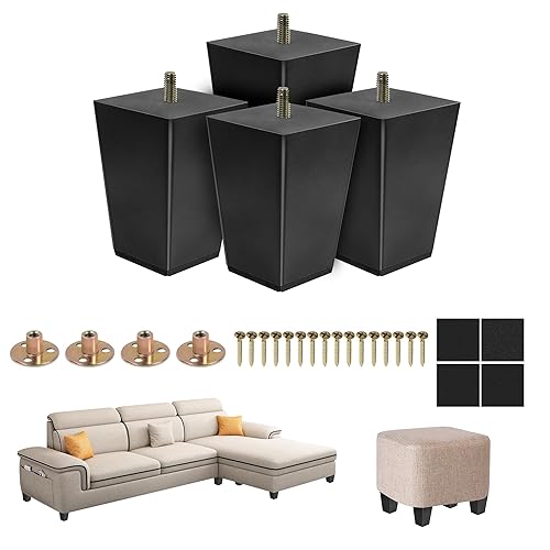 4 Inch Wooden Furniture Legs - Set of 4 Solid