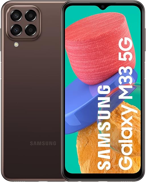 Samsung Galaxy M33 5G, Android smartphone without contract, 6.6 inch Infinity-O TFT display, 5,000 mAh battery, 6 GB RAM 128 GB storage, dual SIM, brown