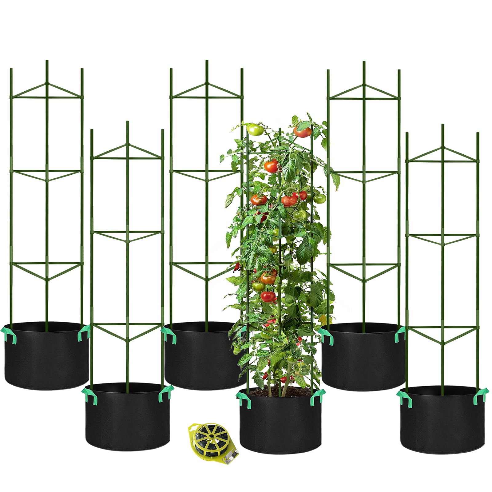 Semoir à Graines Lot De 3 Cages à Tomates Carrées Avec Sacs De Culture