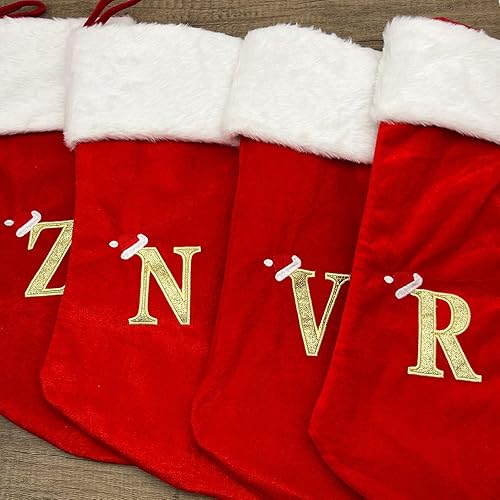 Miniatura 2 de Medias de Navidad con monograma de 20 pulgadas con letras, medias de Navidad bordadas con inicial, medias de Navidad personalizadas, medias de