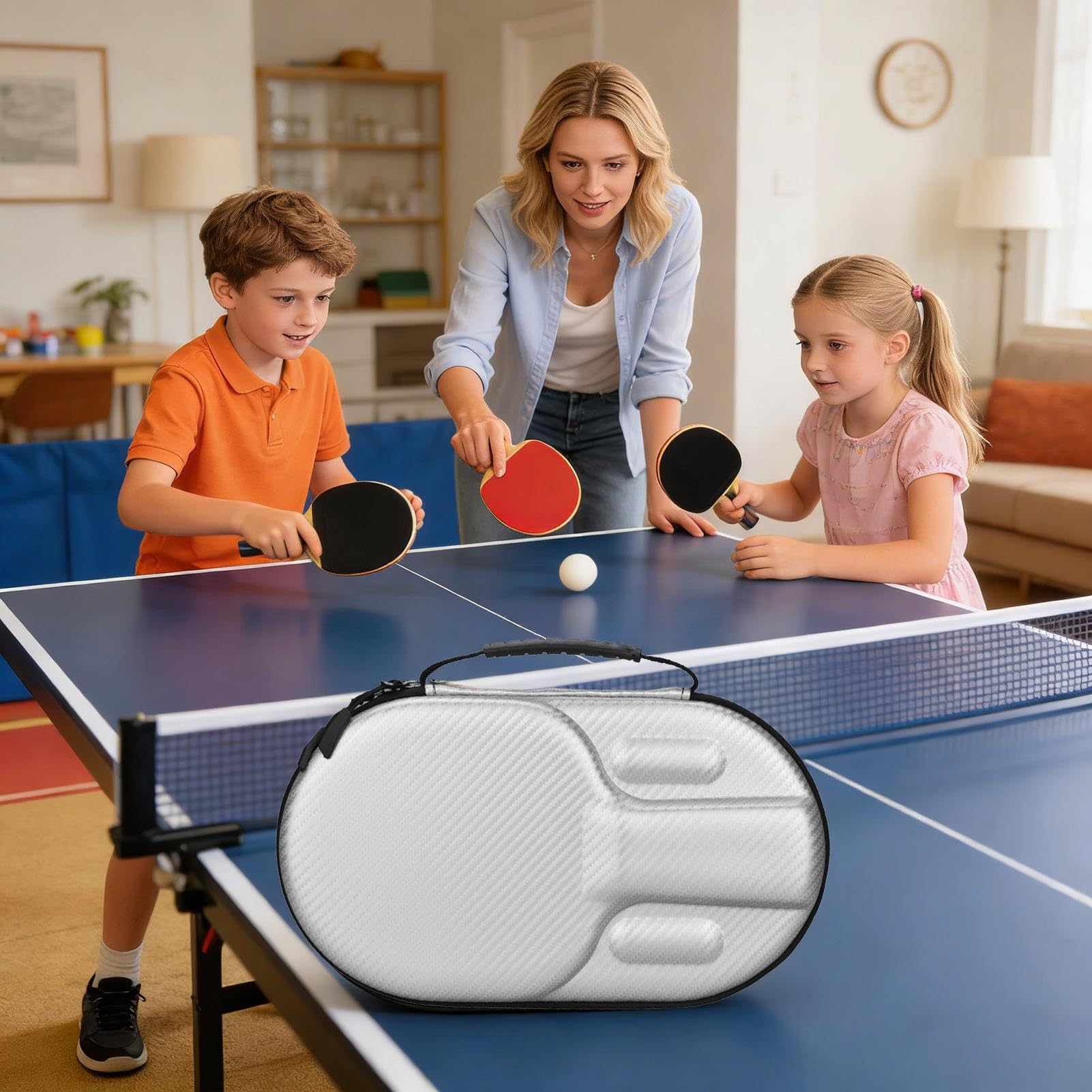 Custodia per racchette da ping pong, organizer per racchette da ping-pong, in pelle e EVA, 31 x 18 x 6 cm, per bambini e adulti, giocatori di squadre scolastiche, partecipanti a torneo, palestra