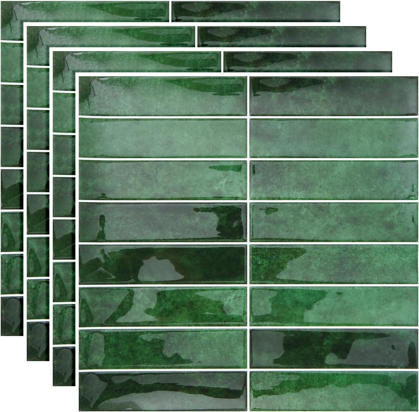 20 Sheet 3D Green Peel and Stick Backsplash for Kitchen 12x12 Stick on Backsplash Tile Renter Friendly Self Adhesive Wall Tiles Waterproof Sticky Subway Back Splash for Stove Bathrooms Sink