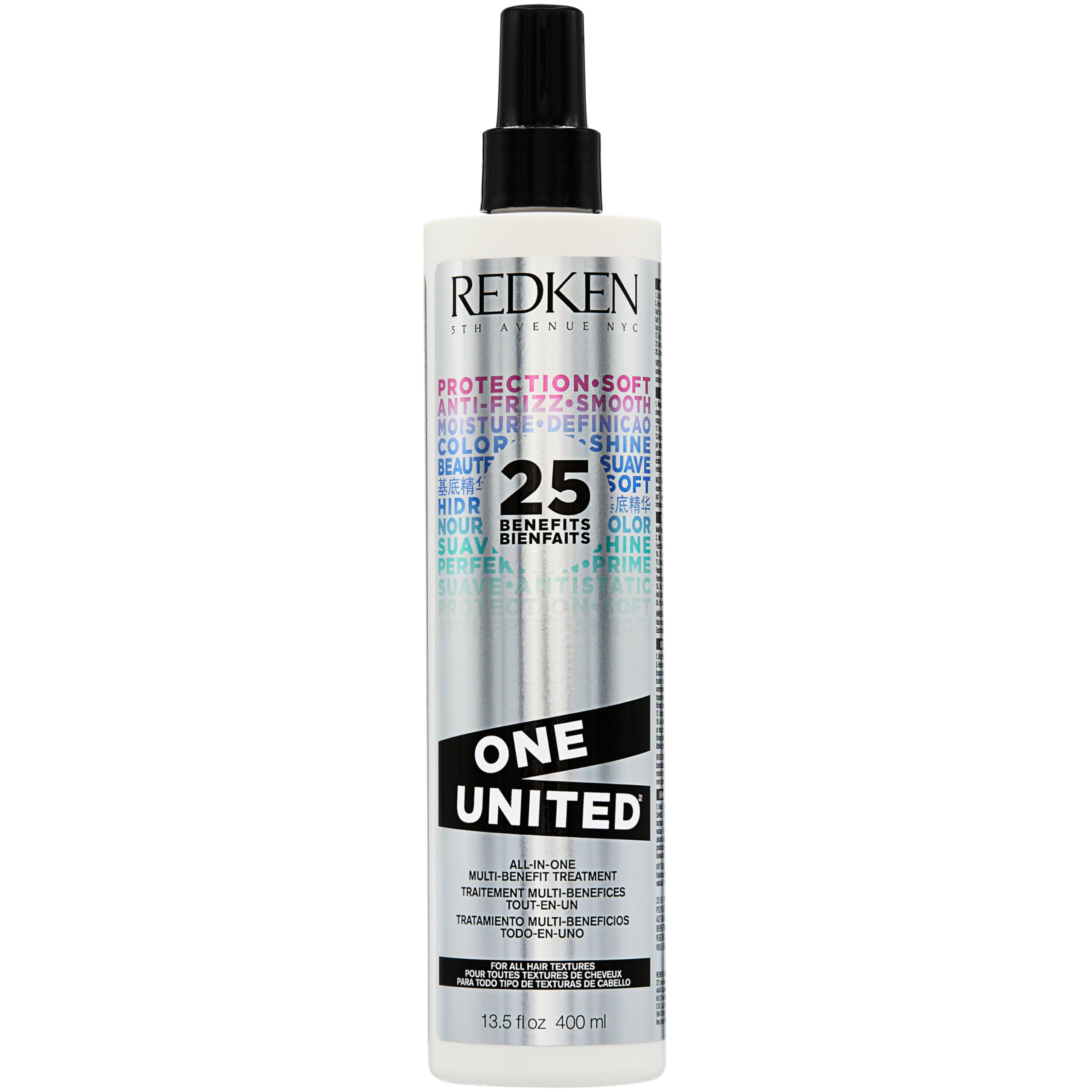 Redken Multi-Benefit-Treatment, Feuchtigkeitsspendendes Pflege-Spray für alle Haartypen, Hitzeschutz & Anti-Haarbruch, One United, 1 x 400 ml