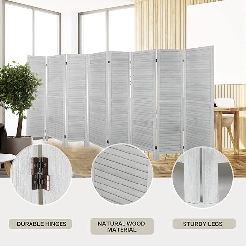Miniatura 25 de Divisores de habitación de madera de 5.3 pies de ancho y separador de ambientes plegables, pantallas de privacidad plegables, separadores de Negro