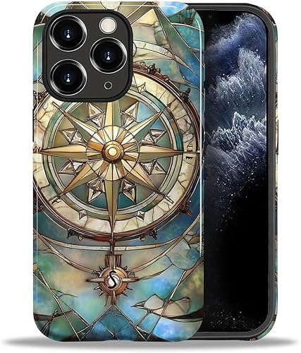 Miniatura 22 de Funda para iPhone 11, carcasa dura a prueba de golpes + silicona suave 2 en 1 híbrida, parachoques a prueba de caídas - Vidrio manchado con flores