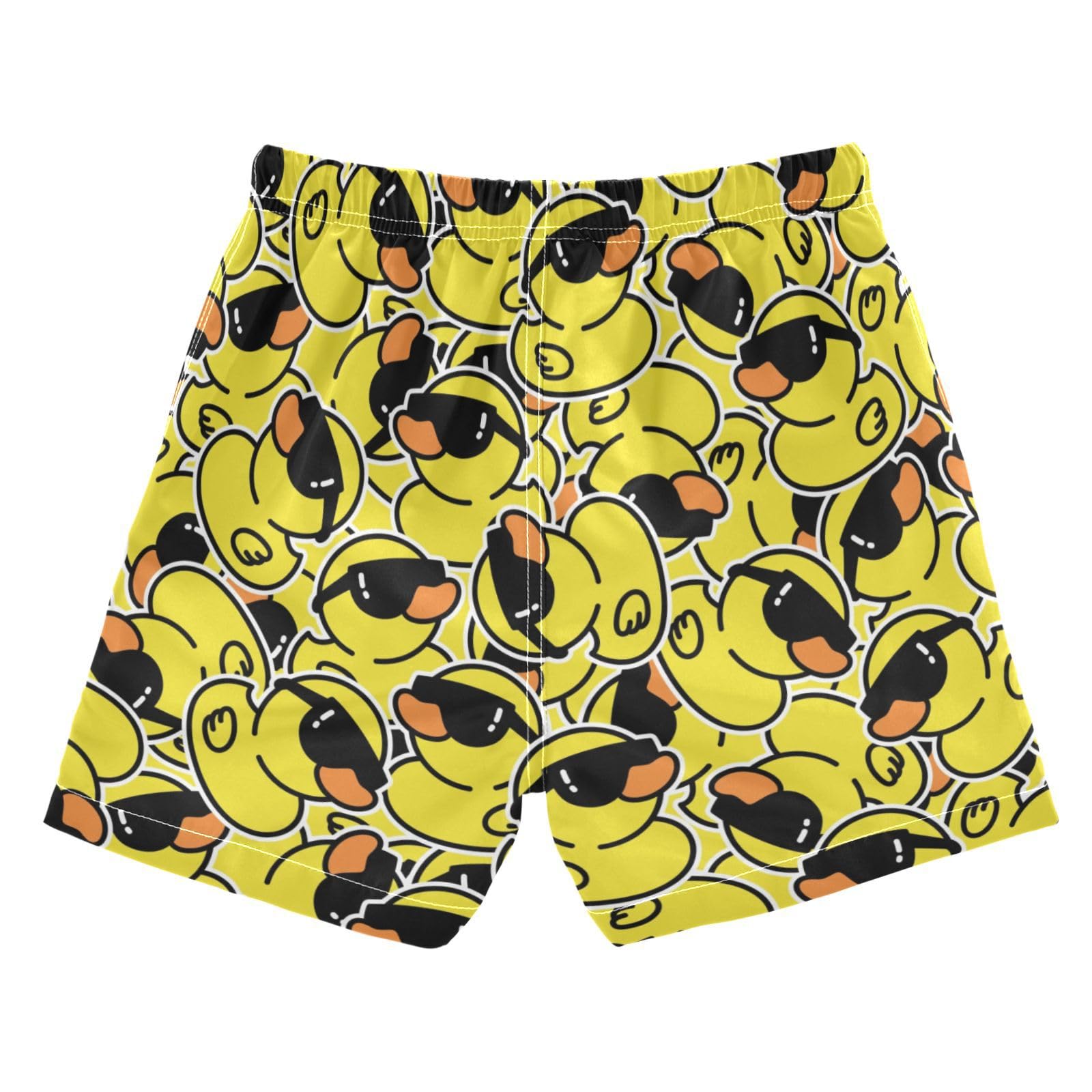 JHKKU Boys Swim Trunks Rubber Duck with Sunglasses Bathing Suits Swim Board Shorts Swimsuit with Mesh Lining 6 Years