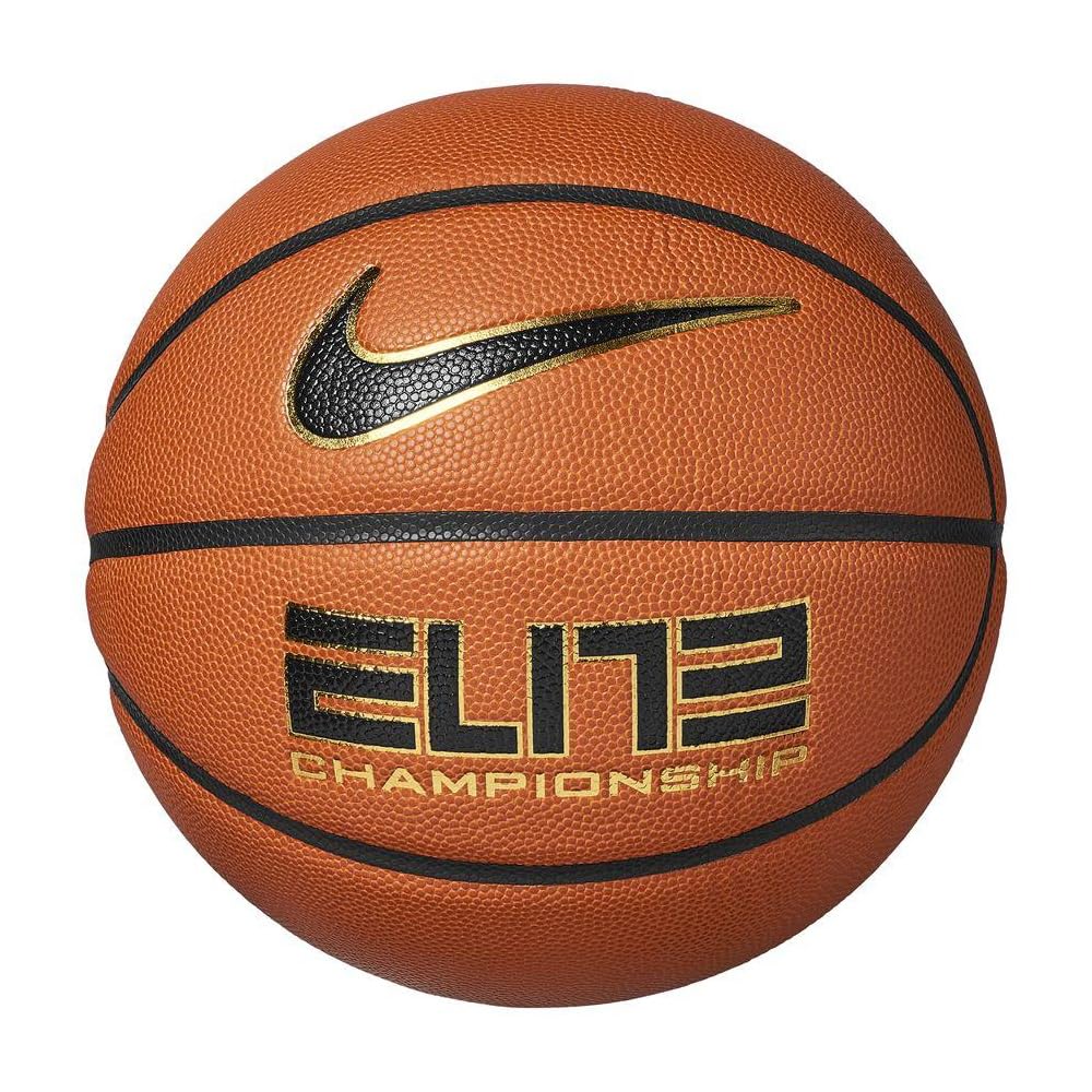 Nike Elite Championship Basketball 8P 2.0 – Premium Indoor Outdoor Basketball – Wettkampf Basketball – Deflated geliefert, Amber/Black/Metallic Gold/Black, 7