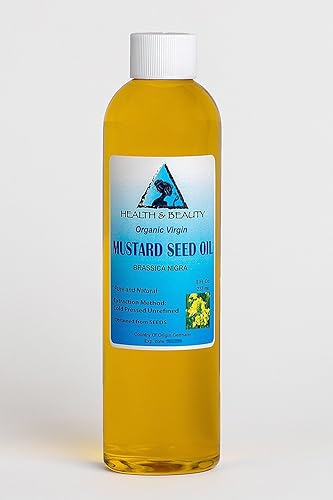 Aceite de mostaza sin refinar por H&B OILS CENTER Virgen crudo prensado en frío Calidad Premium Natural Puro 8 oz
