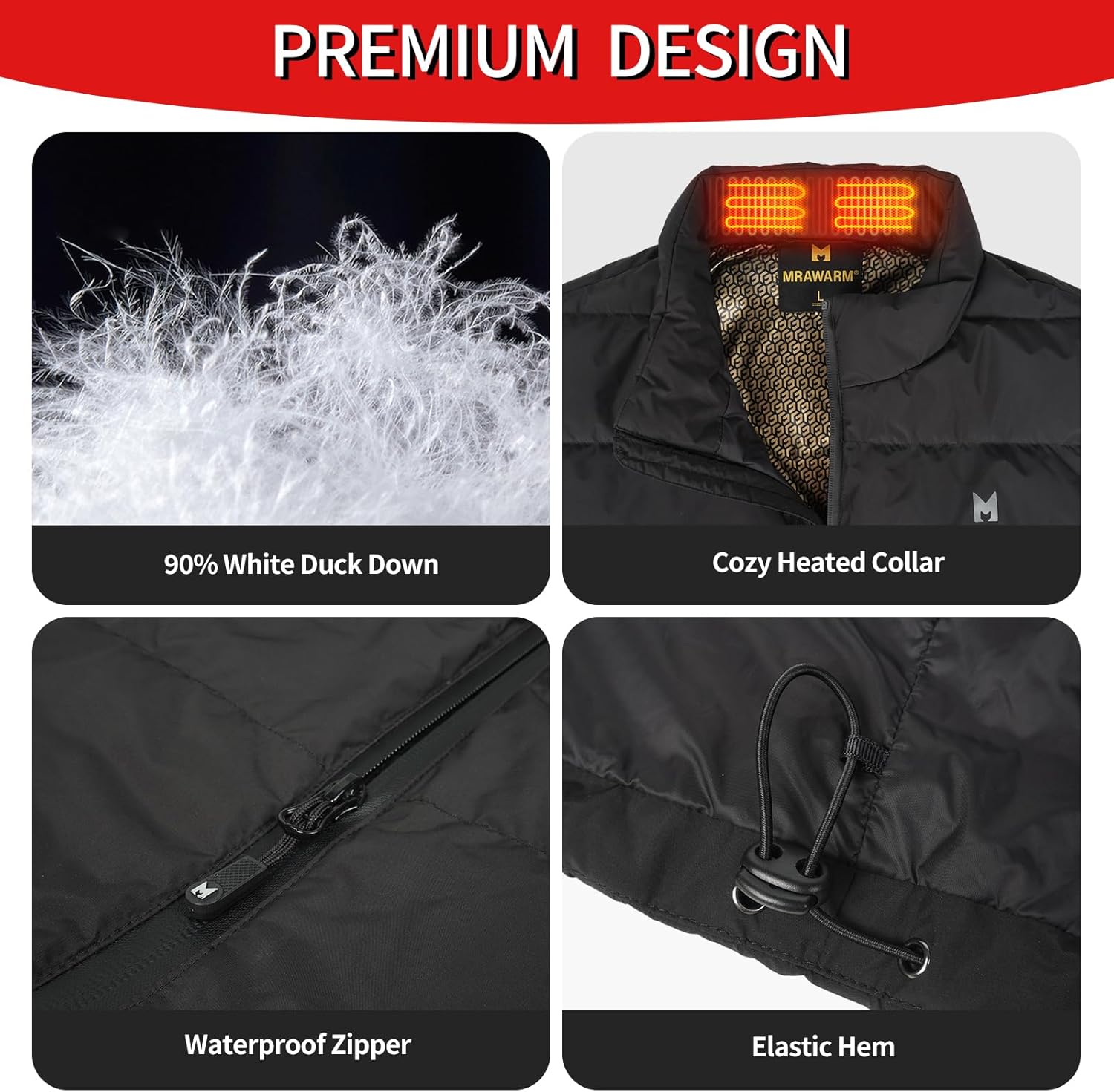 Heated Vest with 90% Down, 650 Fill Electric Heated Down Vest for Men Women 6 Heating Zone 3 Temperature - Image 5