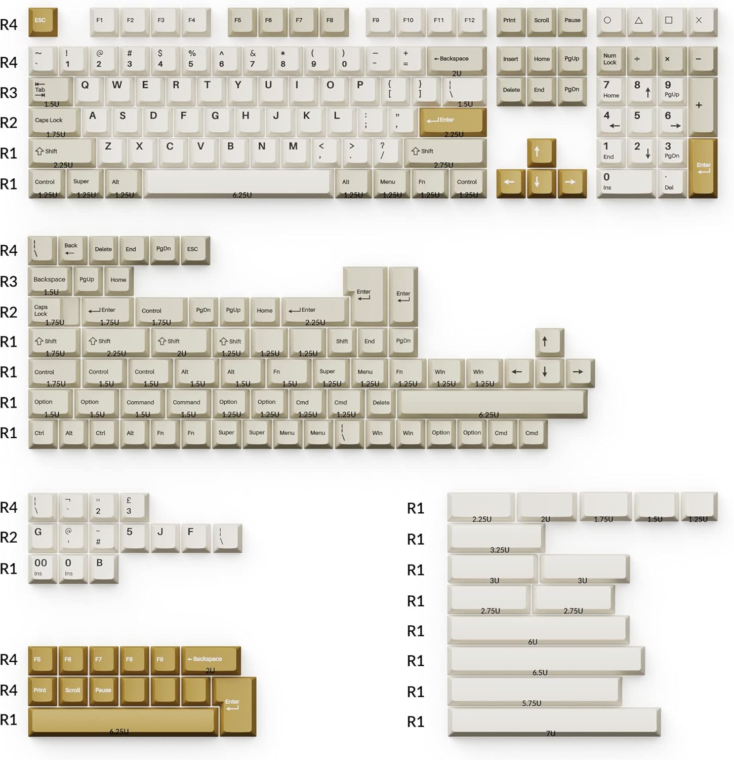 Keychron Double Shot Cherry PBT Keycap Full Keycap Set (219 Keys) - Camel