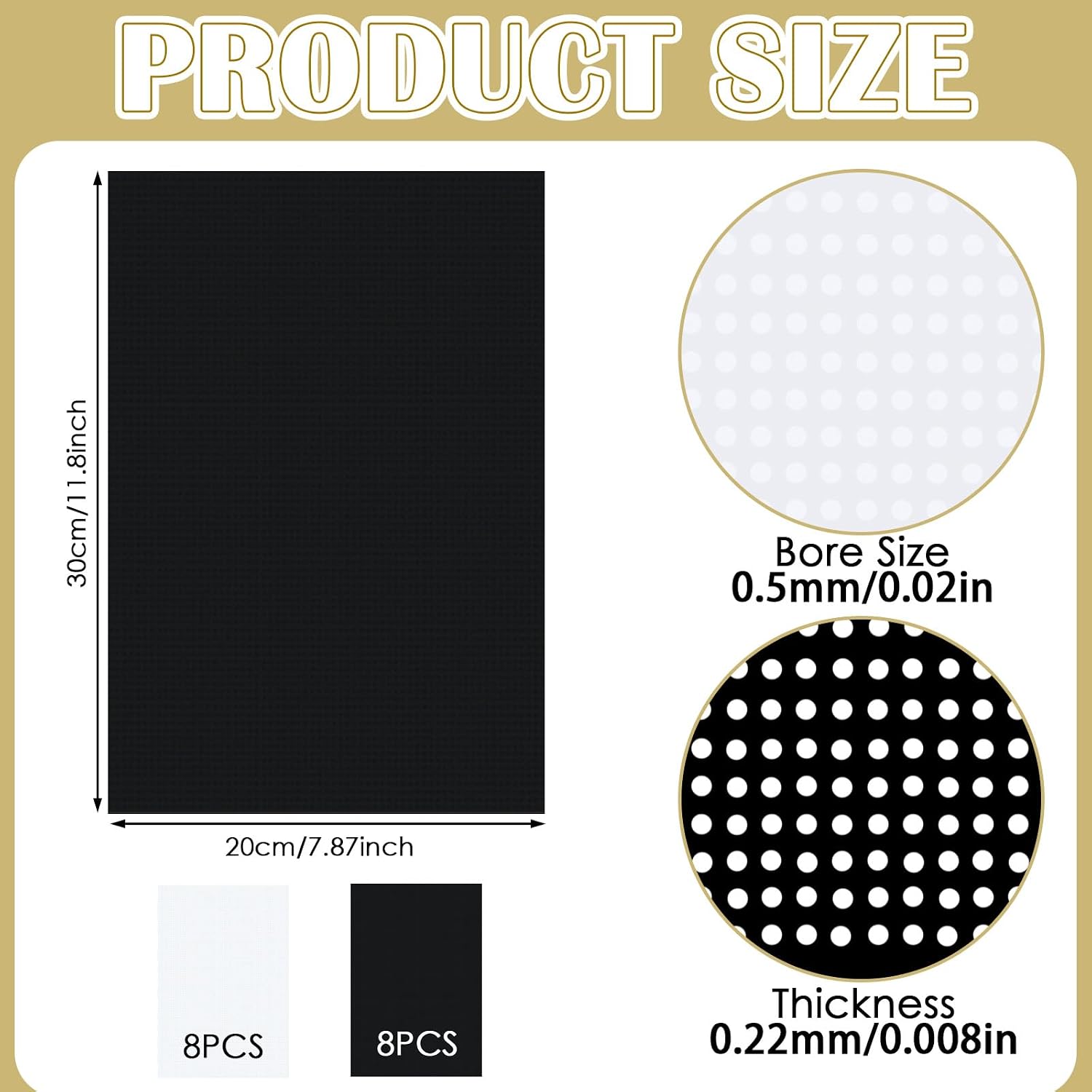 16 Pcs 0.5mm 11.8" x 7.87" Fursuit Eyes Mesh Plastic PVC Mesh Sheet Waterproof Printable for Mask Furry Cosplay Props Fursuits Sculpting Supplies(Black and White)
