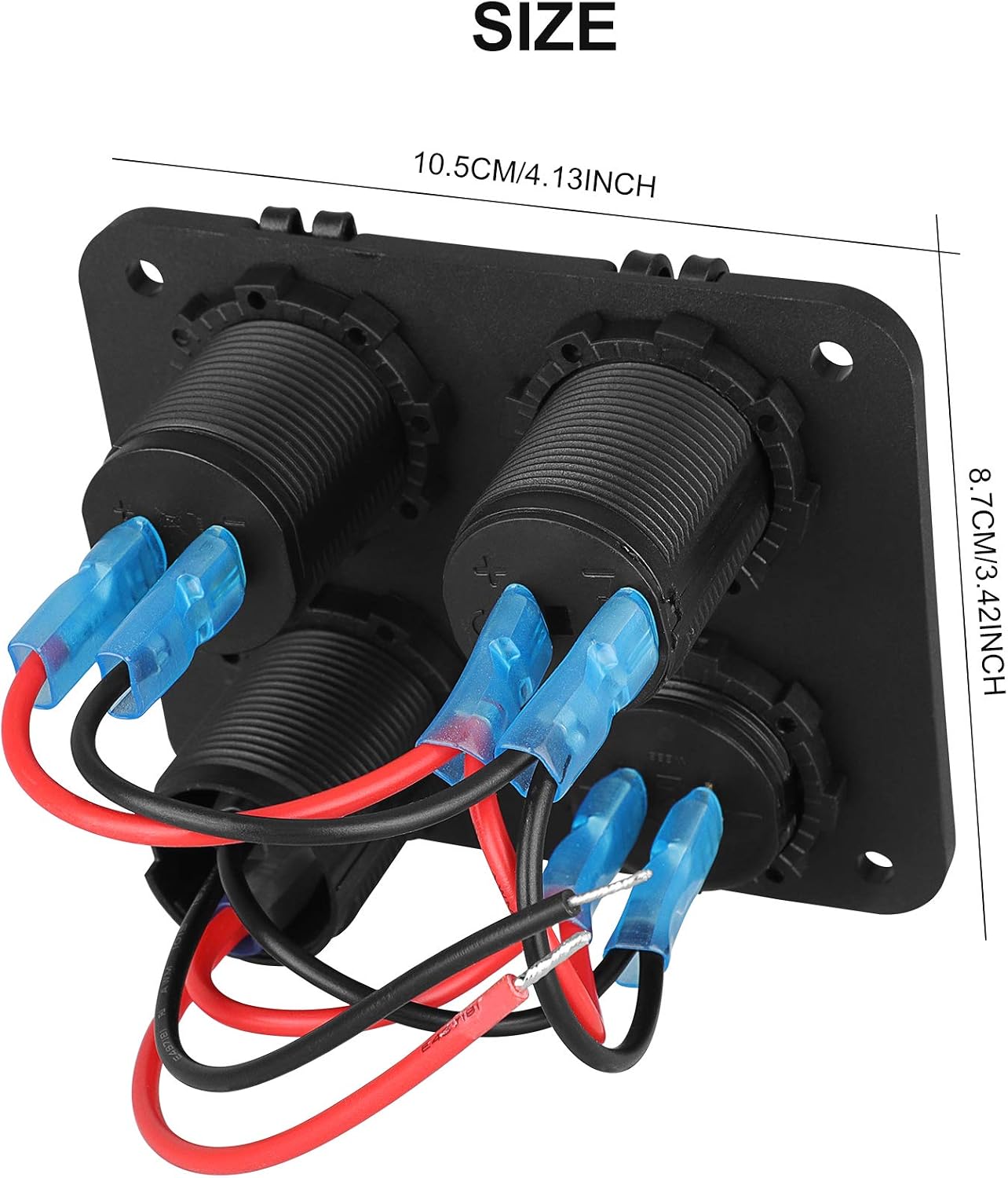 12V USB Outlet, Marine Car Charger Socket Panel, Waterproof Boat Cell Phone Rocker Switch Panel with 12 Volt Dual USB Power Outlet Cigarette Lighter Socket for RV Marine Boat Camper Truck Automotive